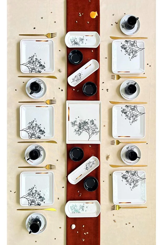 Dilek Ağacı 27 Parça 6 Kişilik Lüx Kahve Fincanlı Kahvaltı Takımı